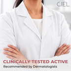 Dermatologist in white coat, CIEL Under Eye Repair Serum clinically tested actives recommended by dermatologists